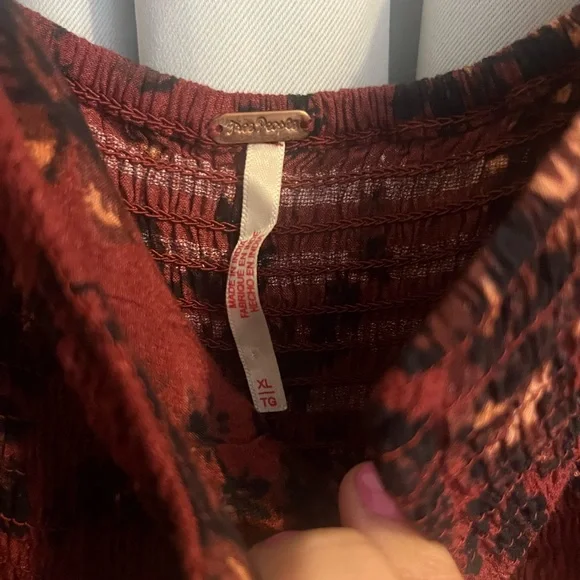 Free People Jaymes Burgundy Floral Long Sleeve Dress - Picture 5 of 7